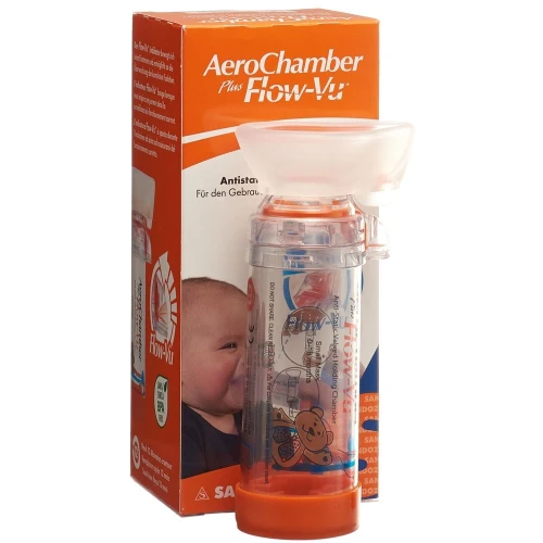 AEROCHAMBER PLUS Flow-Vu mit Maske (0-18 M) orange