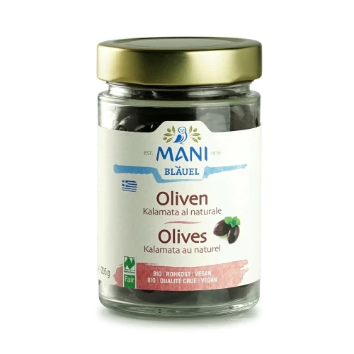 MANI Kalamata Oliven al naturale Roh Bio 205 g