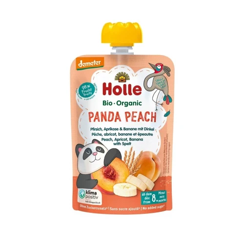 HOLLE Panda Peach Pouchy Pfirsich Aprikose Banane Dinkel 100 g