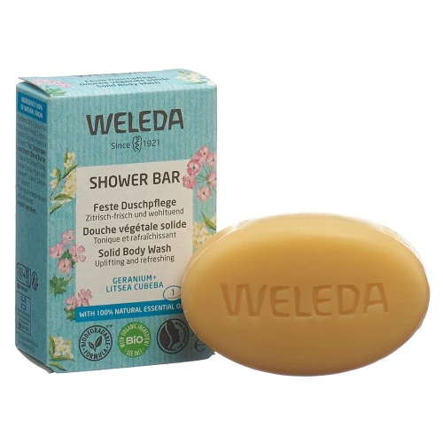 WELEDA Feste Duschpflege Geranium Litsea 75 g