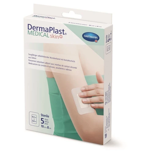 DERMAPLAST Medical skin+ 10x8cm 5 Stk